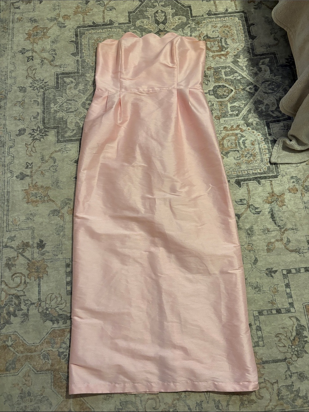 Strapless Blush Pink Sheath Midi Dress